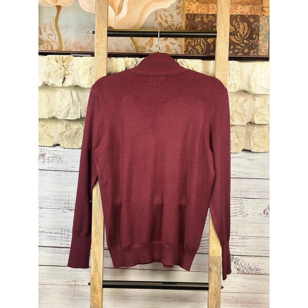 NWT Joseph A Womens Wine Maroon Gold Shoulder Zip Turtleneck Sweater Medium - Picture 5 of 11